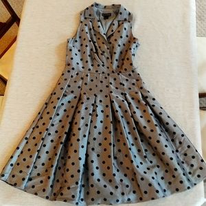Jessica Howard 50s vintage style black and gray polka dot dress size 8